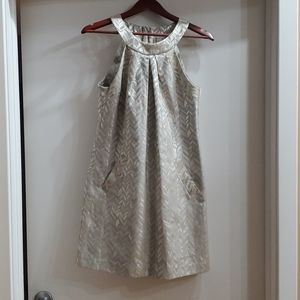 trina turk silver dress with pockets